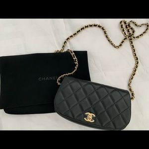 CHANEL Calfskin Quilted Coco Mail Clutch With Chain Black